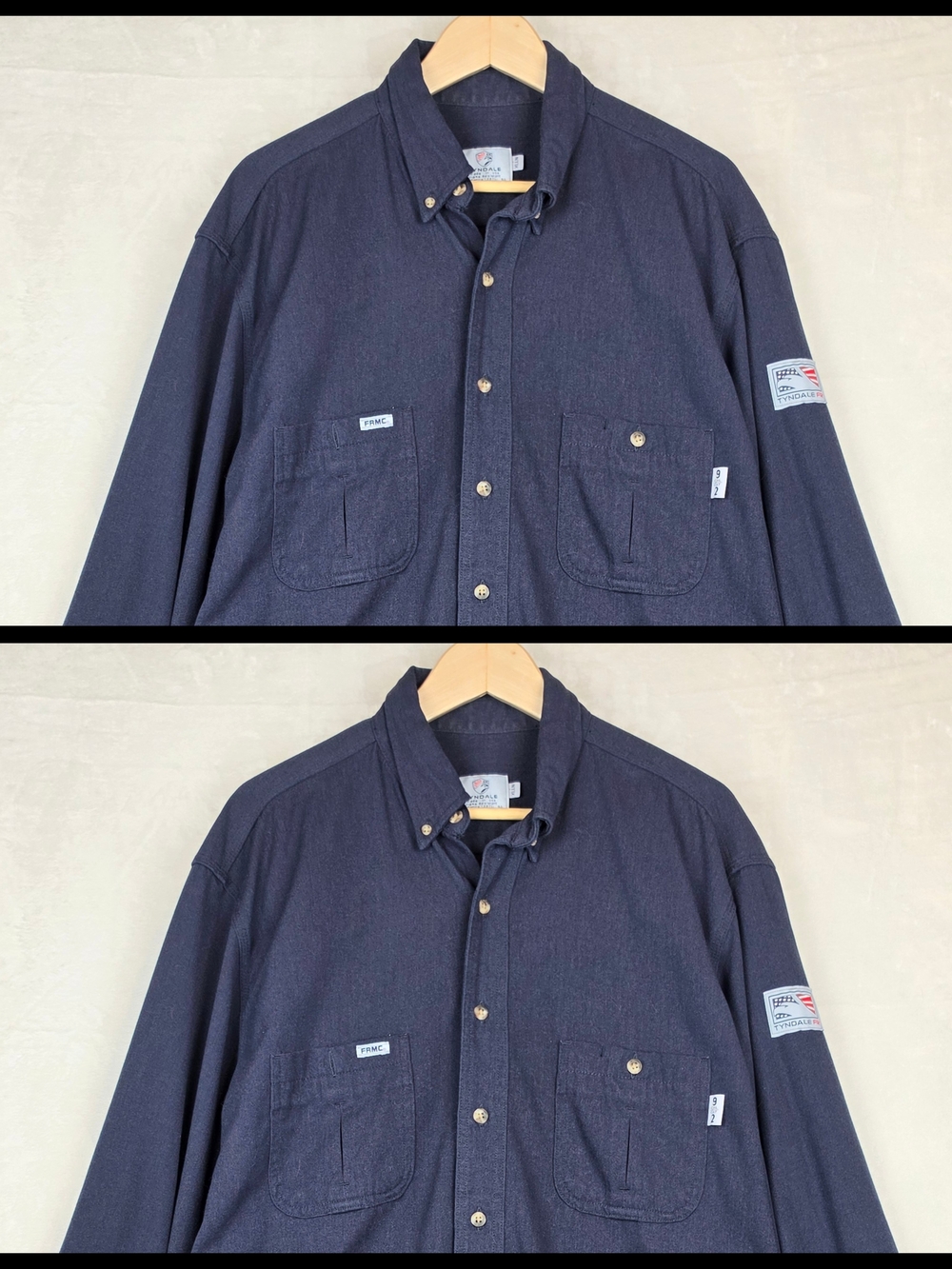 Lot 2 Tyndale FRMC FR Work Shirts Men XL Long CAT 2‎ Arc Rated 9cal Navy USA